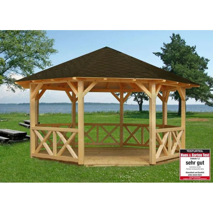 Palmako Gartenpavillon Betty 180 m² Gartenpavillon aus Holz Gartenhütte Gartenlaube mit Montagematerial