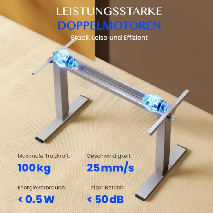 FLEXISPOT Höhenverstellbarer Schreibtisch Gestell E1 PRO mit Doppelmotor | Elektrische Tischbeine höhenverstellbar mit Kabelmanagement & 2 Haken,LED-Höhenanzeige&4 Speicherplätzen fürs Büro&Homeoffice – Bild 6