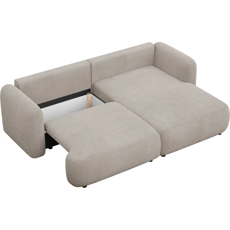 Selsey Tvoya Ecksofa mit Schlaffunktion, Ottomane rechts, Bouclé Beigegrau – Bild 7
