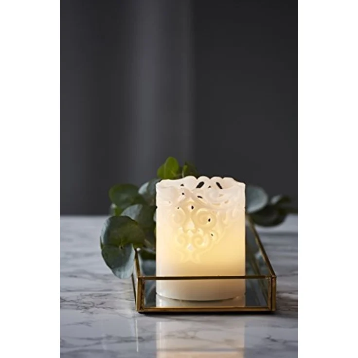 LED-Wachskerze "Clary", Farbe: weiss, – Bild 2