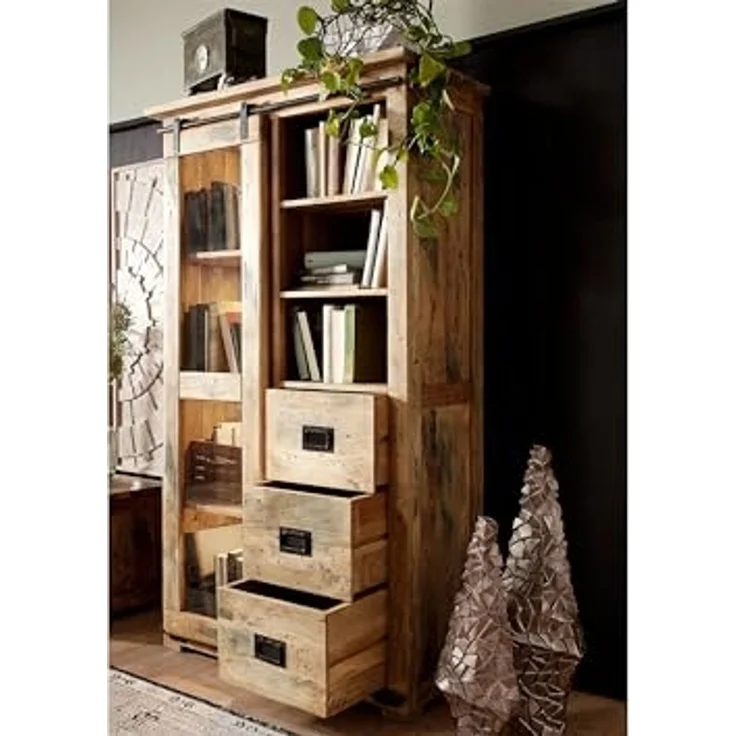Vitrine Mango 100x45x175 natur lackiert RAILWAY #126 – Bild 5