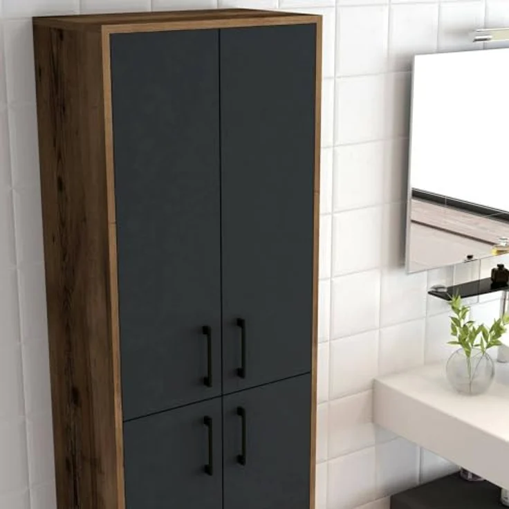 Dmora Großer Mehrzweckschrank Alphard 60x200 cm Braun 5 Böden – Bild 5