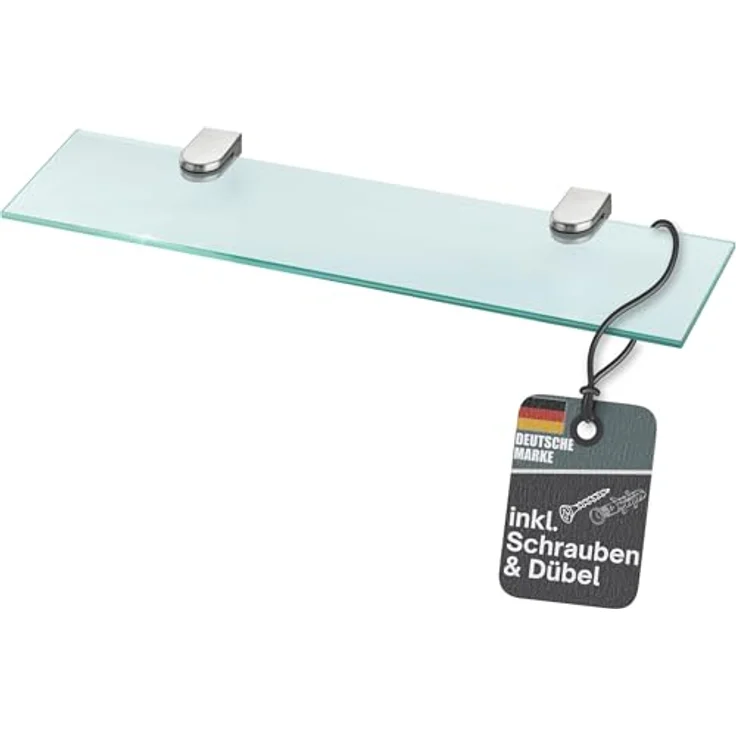 bonsport Glasregal Wandregal für Badezimmer Klarglas - Glas Regal aus 6 mm Sicherheitsglas 40cm - Glasablage Glasregalboden Badablage – Bild 2