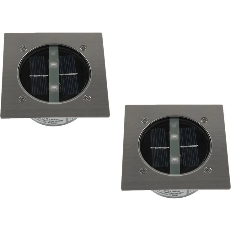 Solar LED Bodeneinbaustrahler 2er SET für Außen, Edelstahl 4-eckig 10x10cm, IP67 – Bild 2
