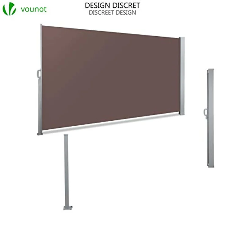 VOUNOT Seitenmarkise Ausziehbar für Balkon, Garten und Terrasse, Sichtschutz, Windschutz, Wasserdicht, Sonnenschutz, 140x300 cm, Braun – Bild 7