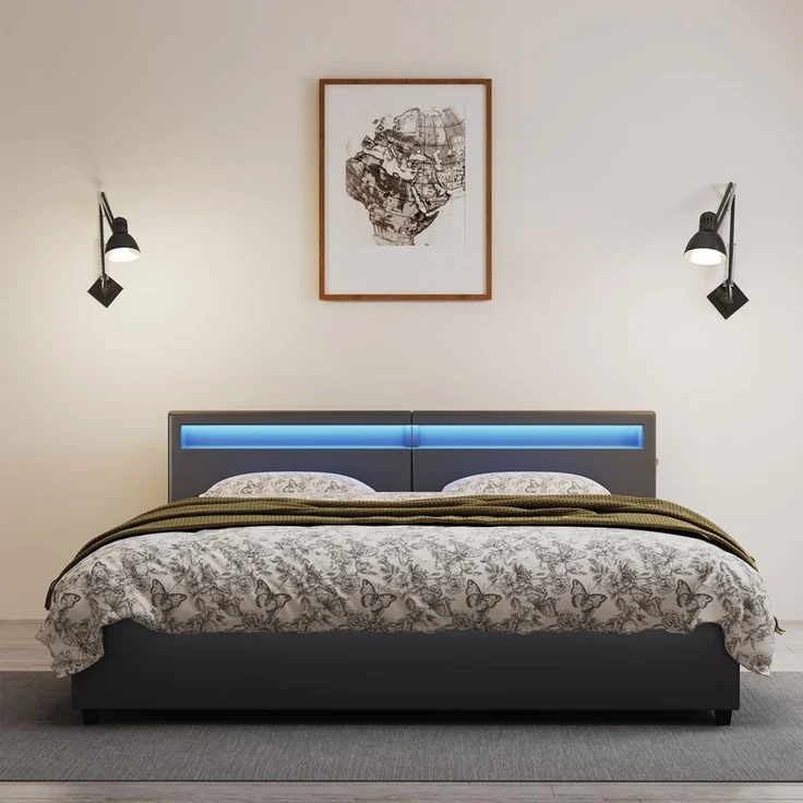 HOME DELUXE Familienbett mit Schubladen - 270 x 200 cm mit Matratze Schwarz – Bild 3