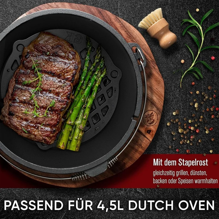 GUSSKÖNIG Stapelrost Gusseisen für Dutch Oven 7L inkl Pflegepaste – Bild 4