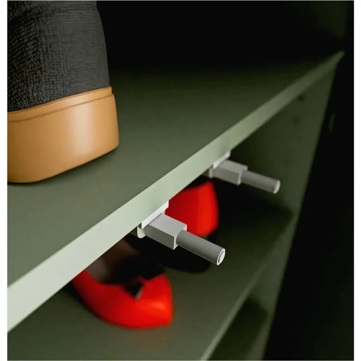 Forte ALICE SPRINGS Schuhschrank 70 80, moderner Flurschrank mit 4 Türen und 8 Einlegeböden, Holzwerkstoff, Salbei / Artisan Eiche Holzdekor, 74,5 cm breit x 191,9 cm hoch x 34,9 cm tief – Bild 9