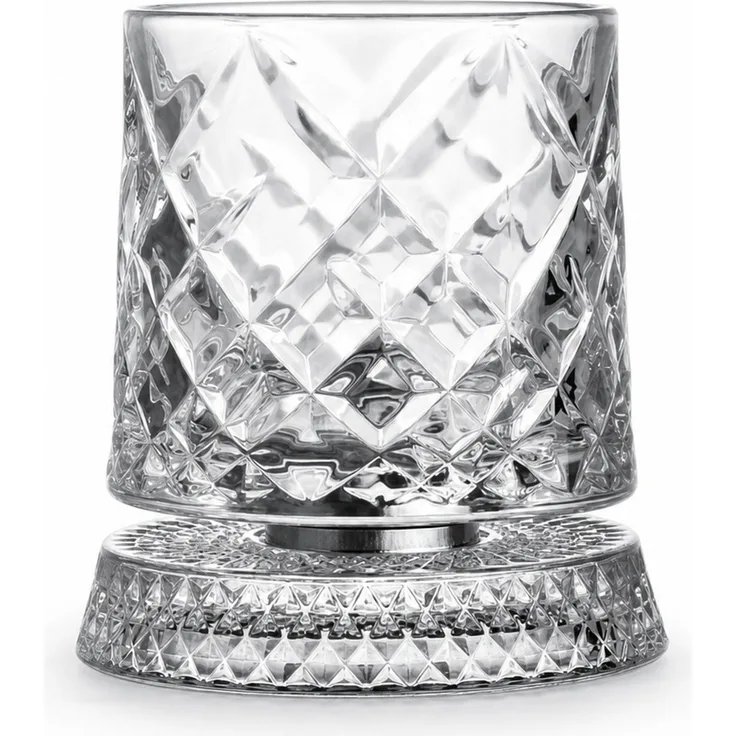 Whiskyglas mit drehbarem Glas-Sockel, transparent, 15 x 10 x 10 cm