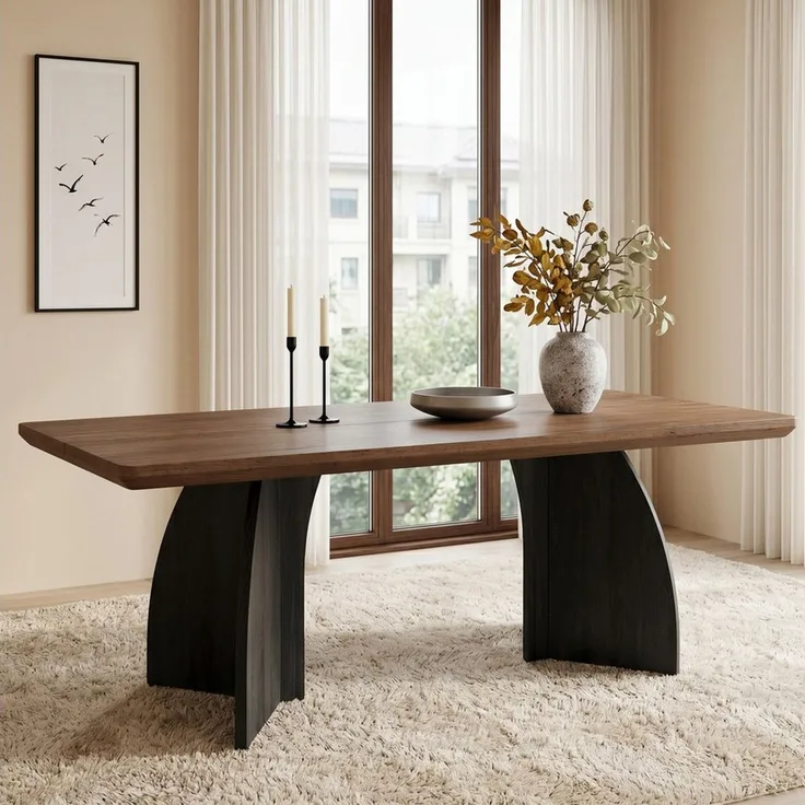 Flieks Esstisch 4 cm dicke Tischplatte in Holzoptik Walnussfarbe (160x80x76 cm, 1-St, 1 Tisch), rechteckiger Küchentisch Schreibtisch Bürotisch aus MDF