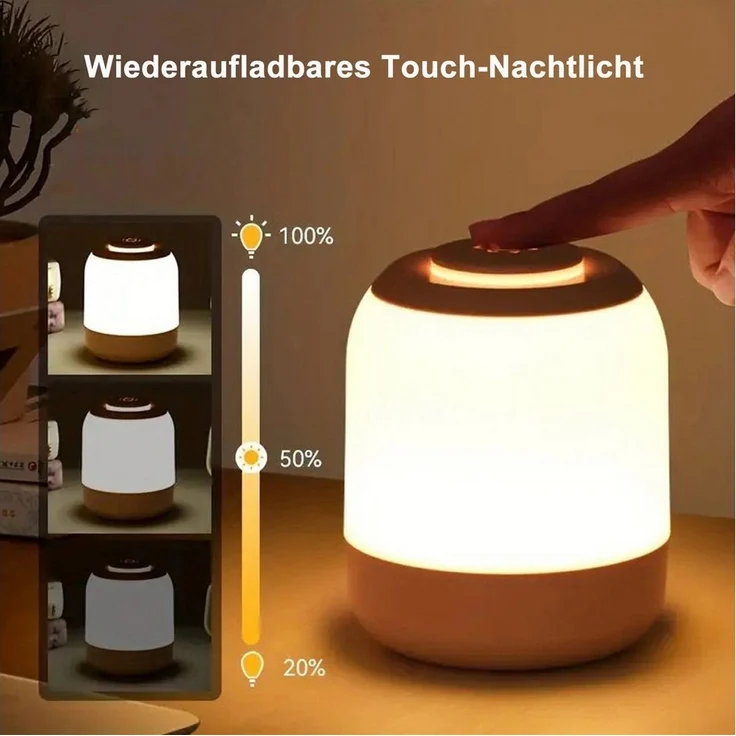 OYLCDI Nachttischlampe LED Nachttischlampe LED Nachtlicht, Dimmbar Atmosphäre Tischlampe, LED fest integriert, Weißes Licht, warmes Licht, neutrales Licht, mit Batterie, USB-Aufladung, mit Touch-Sensor,Tragbare Nachtlicht für Kinder/Erwachsene – Bild 1