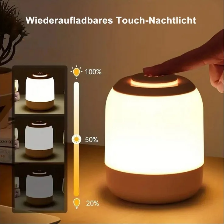 OYLCDI Nachttischlampe LED Nachttischlampe LED Nachtlicht, Dimmbar Atmosphäre Tischlampe, LED fest integriert, Weißes Licht, warmes Licht, neutrales Licht, mit Batterie, USB-Aufladung, mit Touch-Sensor,Tragbare Nachtlicht für Kinder/Erwachsene