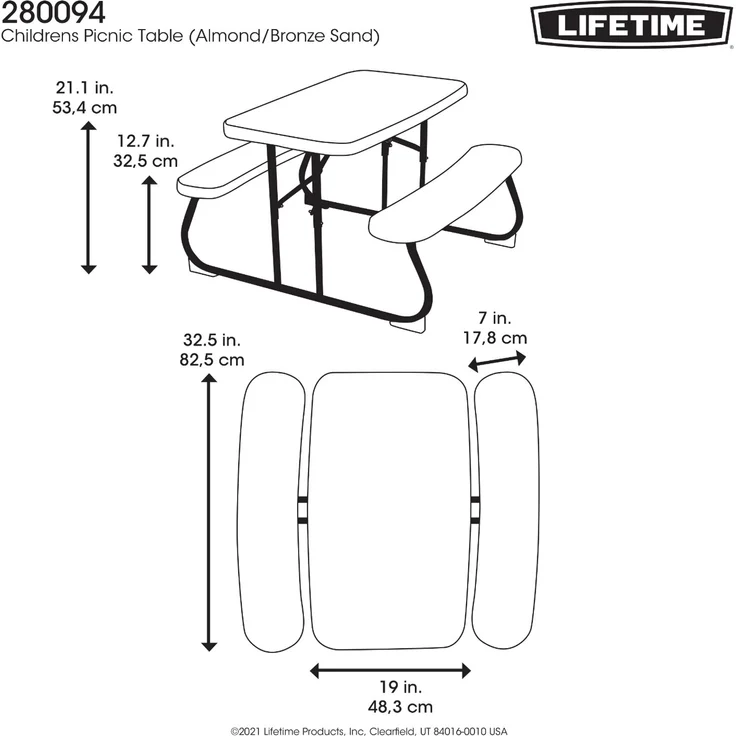 Lifetime Kunststoff Tisch für Kinder | 83 x 90 x 54 cm – Bild 5