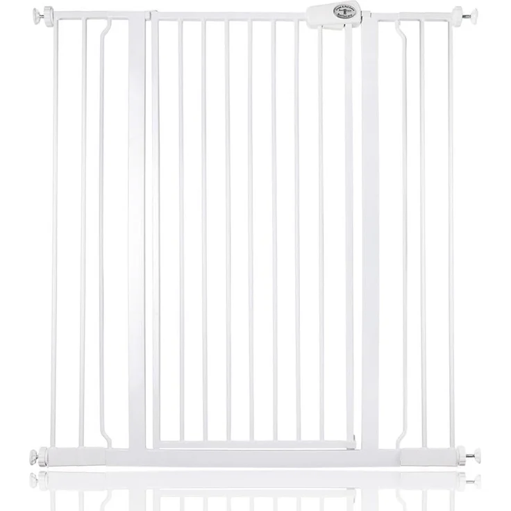 Bettacare Extra hoher Sicherheitsgitter für Kinder und Hunde, 100.8cm - 108.4cm, Weiß, Extra hohes Babygitter von 104cm Höhe, Druckmontage-Sicherheitsgitter für Treppen