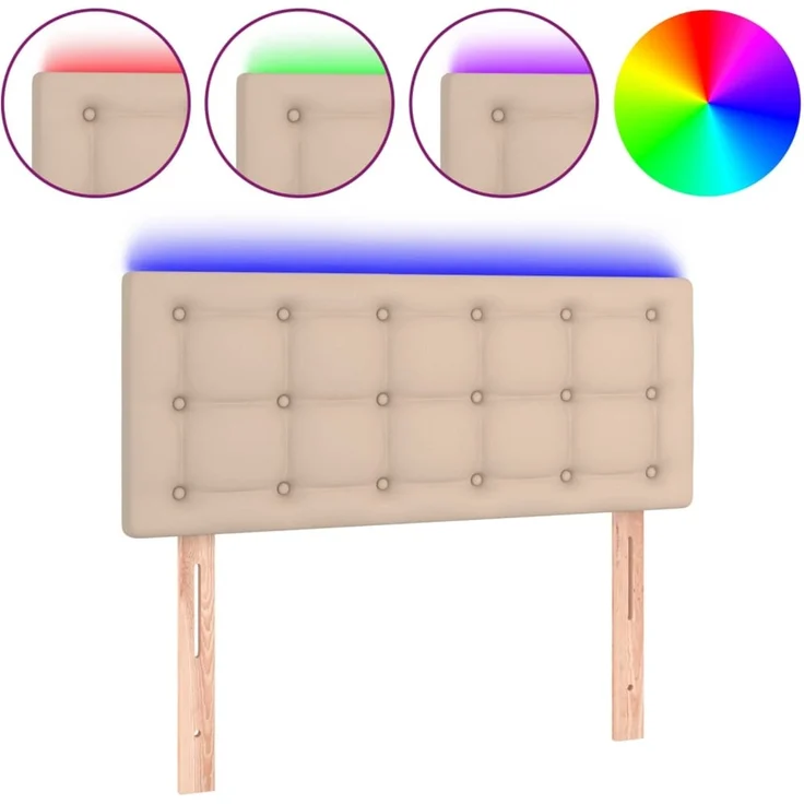 vidaXL LED Kopfteil Cappuccino-Braun 100x5x78/88 cm Kunstleder 3121701 – Bild 2
