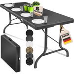 KESSER® Buffettisch Tisch klappbar Kunststoff 183x76 cm Rattan Optik Campingtisch Partytisch Klapptisch Gartentisch für Garten Terrasse und Balkon zusammenklappbar 6 Personen ink. Tragegriff Anthrazit