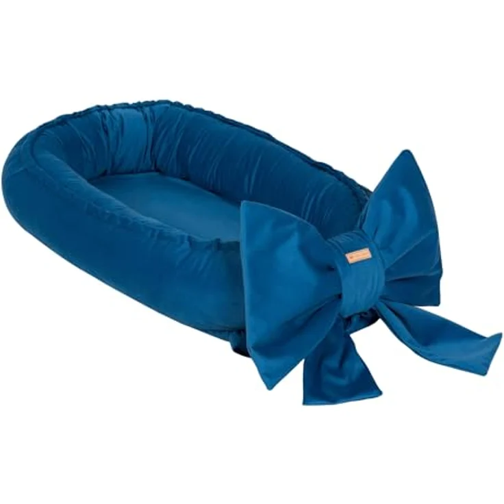 Kuschelnest Babynest Babynestchen Nestchen Reisebett Wickelauflage mit Schleife (Farbe: dunkelblau) – Bild 2