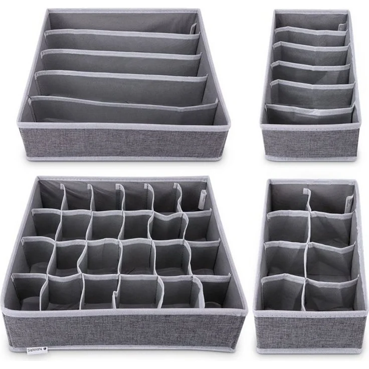 Navaris Aufbewahrungsbox Organizer für Wäsche - 4 Boxen in verschiedenen Größen (4 St) – Bild 4