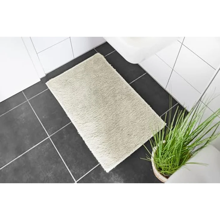 andiamo Badematte rutschfest Florida - Badezimmerteppich weich und flauschig - Badteppich rutschfest waschbar Duschvorleger Badvorleger für Badezimmer 50x80 cm beige – Bild 3