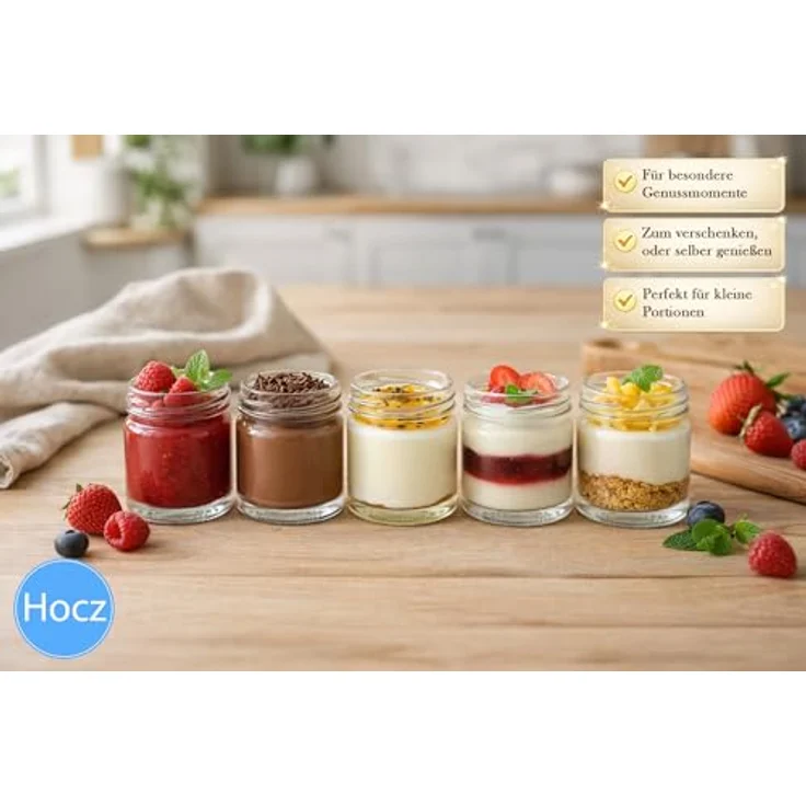 hocz 12x Mini Marmeladengläser 37 ml | mit Deckel Gold TO 43 | kleine Einmachgläser mit Schraubdeckel zum befüllen | Schraubgläser, Sturzgläser Set | leere Gläser für Marmelade | 12 Stück – Bild 6