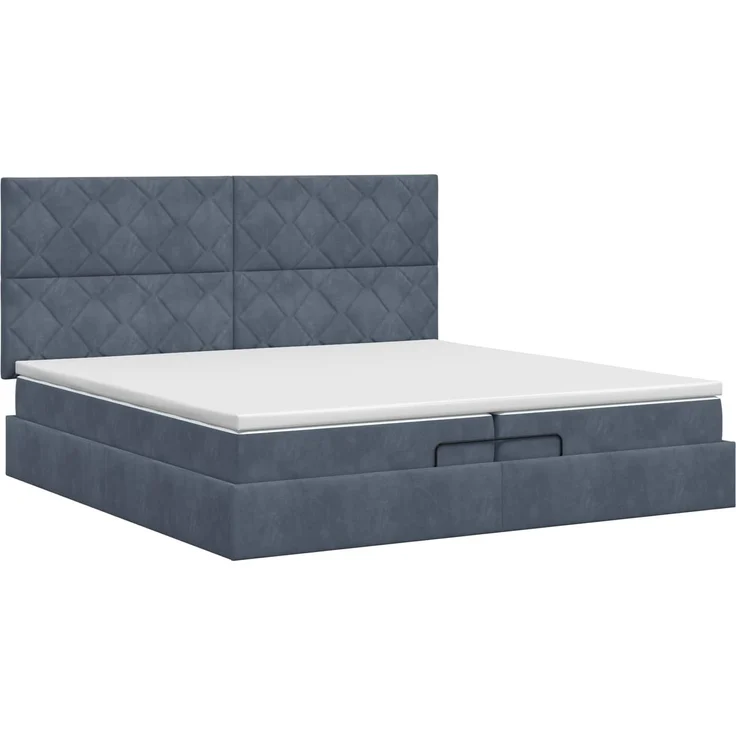 vidaXL Ottoman Bett mit Matratze Dunkelgrau 200 x 200 cm Samt 3457816 – Bild 8