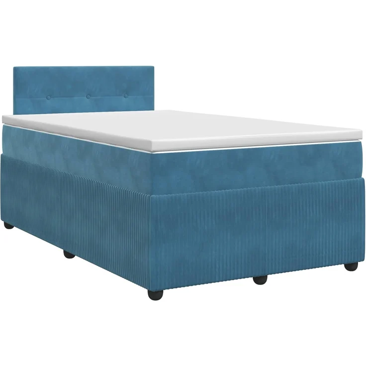 vidaXL Boxspringbett mit Matratze mit Kopfteil Blau 120 x 190 cm Samt 3451641 – Bild 2