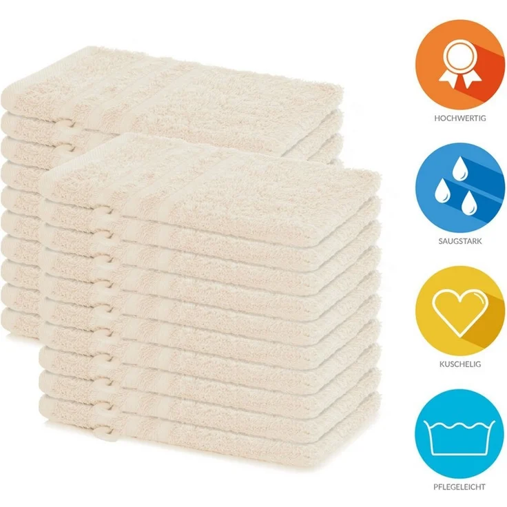 Lavea Waschhandschuh 20er Set Waschhandschuhe, 15 x 21 cm, Elena-Frottierserie, Waschlappen, (20-St), 500 g/m² Frottier, weich & saugstark, pflegeleicht – Bild 2