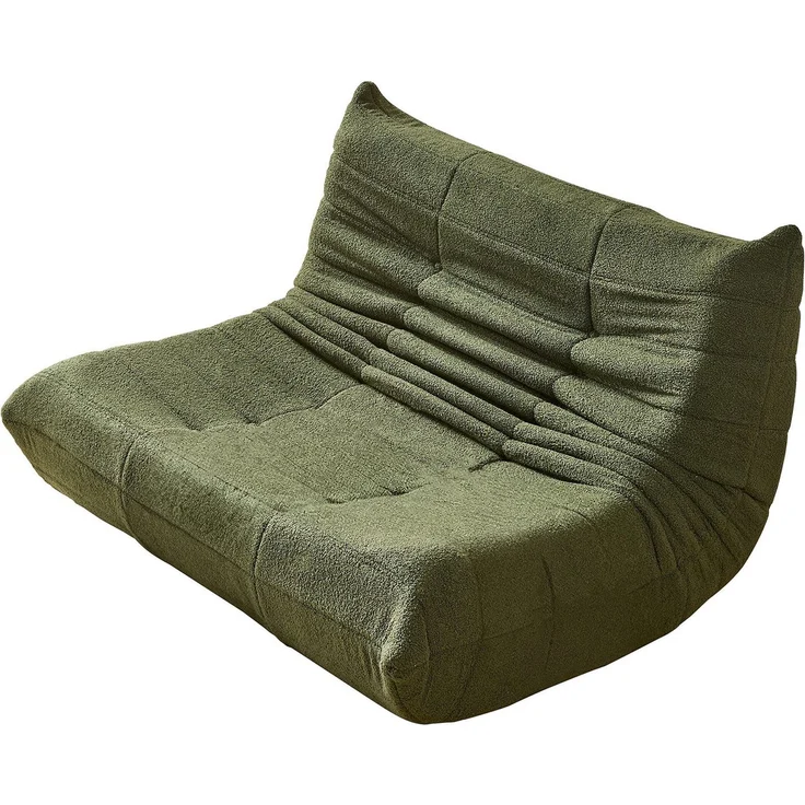 2-Sitzer Loungesofa 149x114x82 cm, Grün, Teddy-Vlies, ergonomisch, Plisseefalten-Design – Bild 8