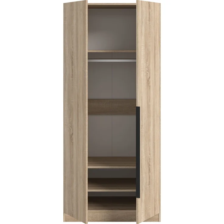 Kleiderschrank 2-türig (B/H/T: 80x180x52 cm) in Sonoma Eiche Nachbildung – Bild 4