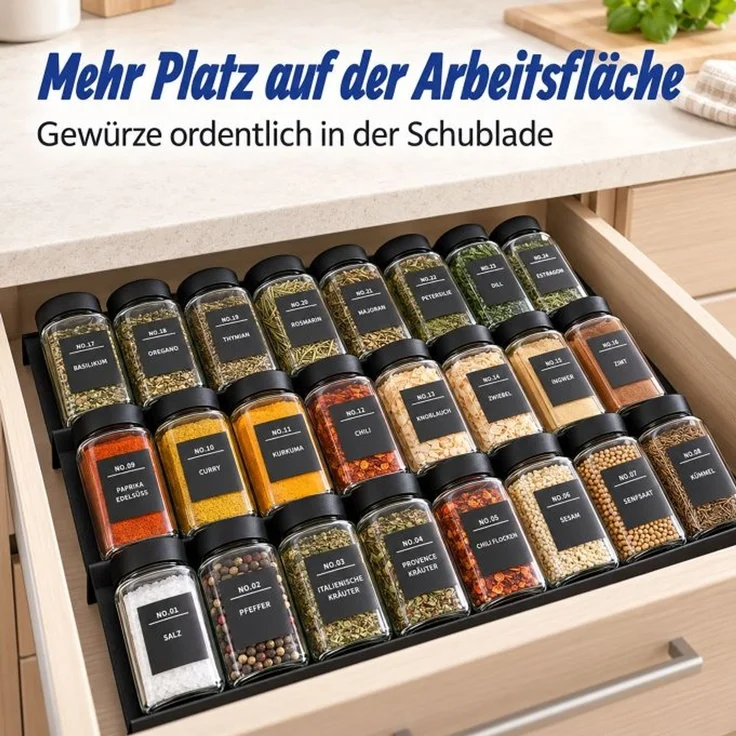 Relaxdays Gewürzregal Schublade 24 Gläser – Bild 2