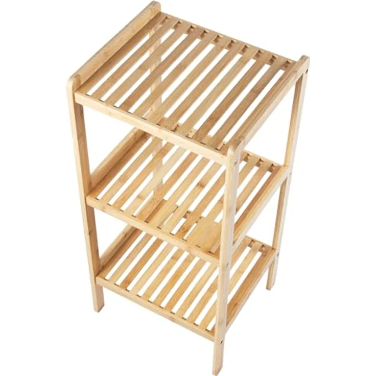 GreenBlue Badregal GB321, Badezimmerregal Bambus 3 Einlegeböden 37x33x78cm – Bild 7