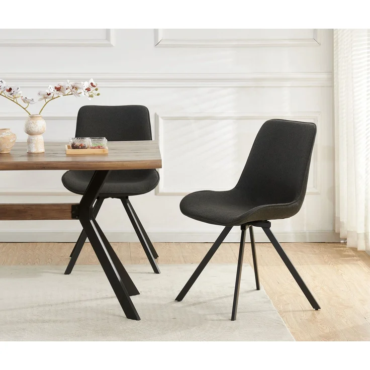 Drehstuhl 2er Set Rio Stühle in Anthrazit - gemütliches Design - B/H/T: 52x85x61 cm – Bild 2