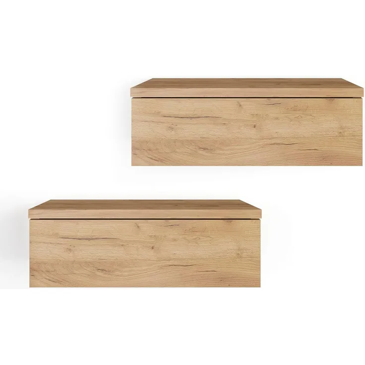 KOMTO Wandregal mit Schublade 2er Set Nachttisch Wandschublade Monaco 2 pcs, Wandschublade Nachtschrank Hängend, Monaco 46 x 30 x 15 cm