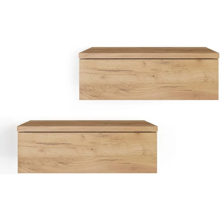 KOMTO Wandregal mit Schublade 2er Set Nachttisch Wandschublade Monaco 2 pcs, Wandschublade Nachtschrank Hängend, Monaco 46 x 30 x 15 cm – Bild 1