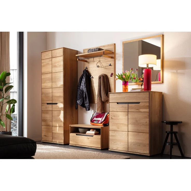 Garderobenschrank >ARAYA< 2 Türen, Eiche teilmassiv - 69x195x40,5 (BxHxT) – Bild 3