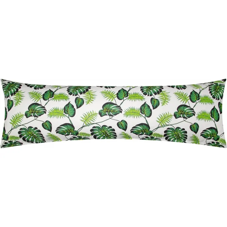 Heubergshop Seitenschläferkissenbezug, (1 Stück), 40x145cm Tropische Blätter Grün Weiß in 100% Baumwolle (031/1-Grün) – Bild 3
