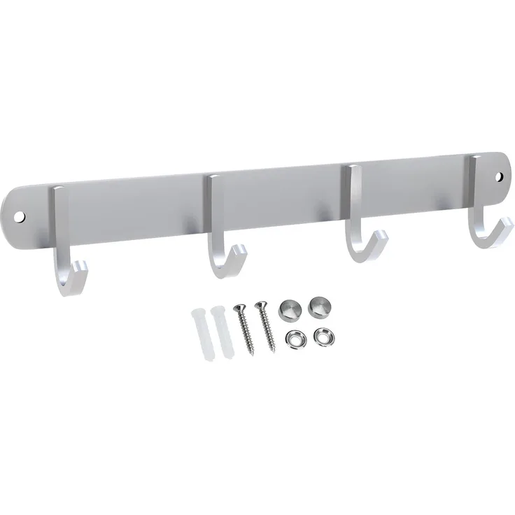 Intirilife Edelstahl Garderobenleiste Modell D - 4 Haken - Kleiderhaken Garderobe Hakenleiste in 5 verschiedenen Designs