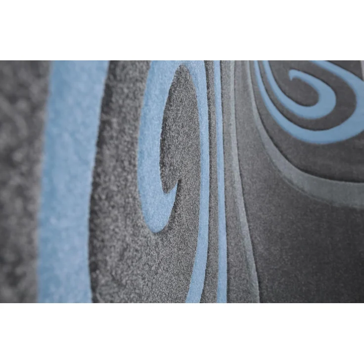 Vimoda Teppich Kurzflor Spiral Muster Blau, Rechteckig, Höhe: 13 mm, Kreisel Muster Spiral Läufer Konturenschnitt Blau – Bild 2