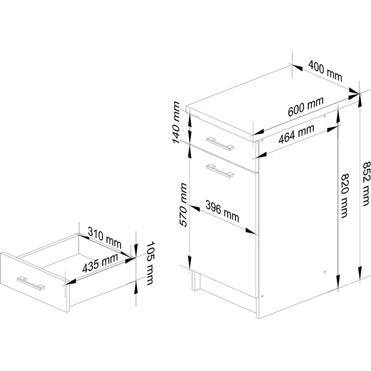 Raumhirsch Furniture Unterschrank Moderner Küchenunterschrank - Stilvolles Design - Küchenmodul (Viele Farbvarianten - Maße 40x85x46 cm) robuste Konstruktion – Bild 3