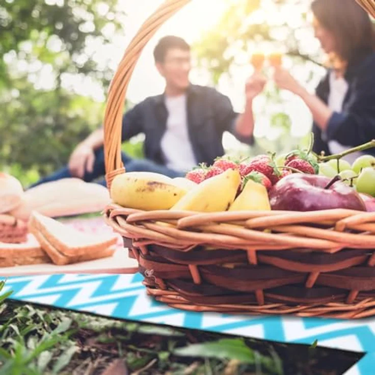 DETEX® Picknickdecke, 200x200 cm, blau/weiß – Bild 3
