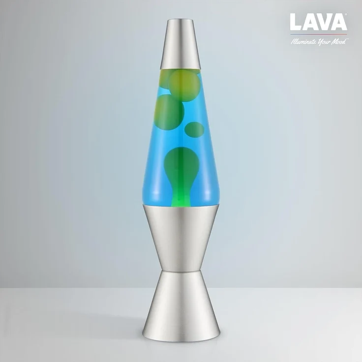 lav Lava® Tischlampe grün/blau mit silbernem Fuß 37 cm – Bild 2