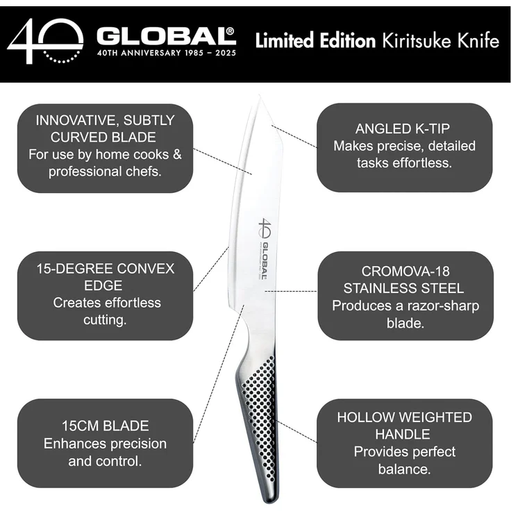 Global Yoshikin GS-110/AB kleines Kiritsuke 15 cm - 40 Jahre Global Jubiläumsmesser – Bild 8
