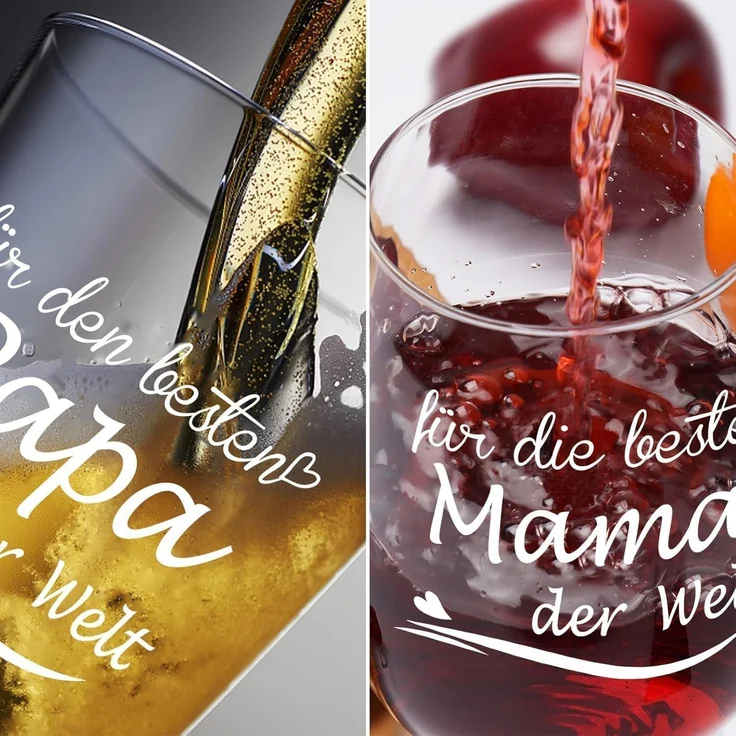 Joymaking Weinglas und Bierglas Set - Personalisiertes Geschenk Eltern Muttertag – Bild 6