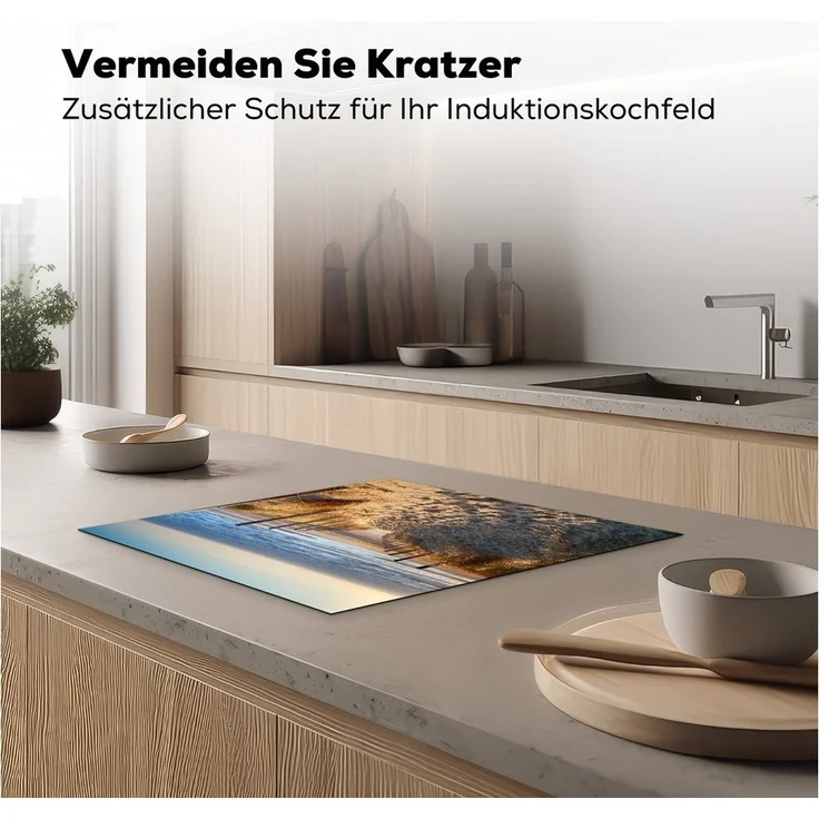 MuchoWow Herd-Abdeckplatte Strand - Meer - Niederlande - Dünen - Sonne, Vinyl, (1 tlg), Ceranfeldabdeckung Küche, Herdabdeckplatte Einteilig, 60x52 cm – Bild 2