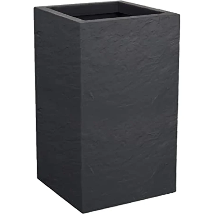 ONDIS24 Blumentopf Pflanzkübel Vulkan, 36L Pflanzvolumen, rechteckig, Blumenkasten, mit Wasserspeicher in Schieferoptik, Balkon Terrasse, Blumenkübel – Bild 1