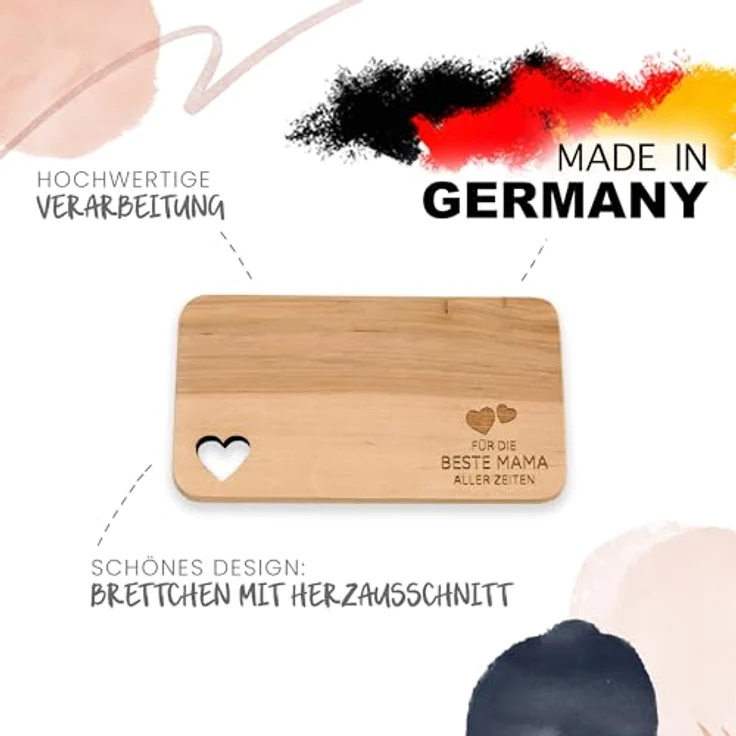 Spruchreif® Frühstücksbrett Frühstücksbrettchen aus Holz · Brotzeitbrett mit Gravur · Geschenk für Familie · Holzbrettchen mit Herzausschnitt – Bild 4