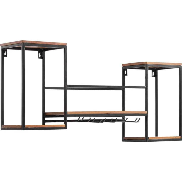 Wandregal Holz Metall 100x41x20 cm massivum Aro Industrial-Design Barregal Wandboard mit Glashalter Küchenregal Hausbar Barmöbel – Bild 2