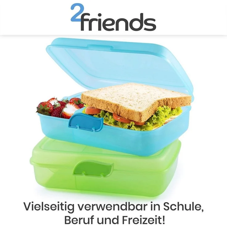 Centi Lunchbox Lunchboxen mit Trennwänden und Klickverschluss, Kunststoff, (2er-Set) – Bild 1