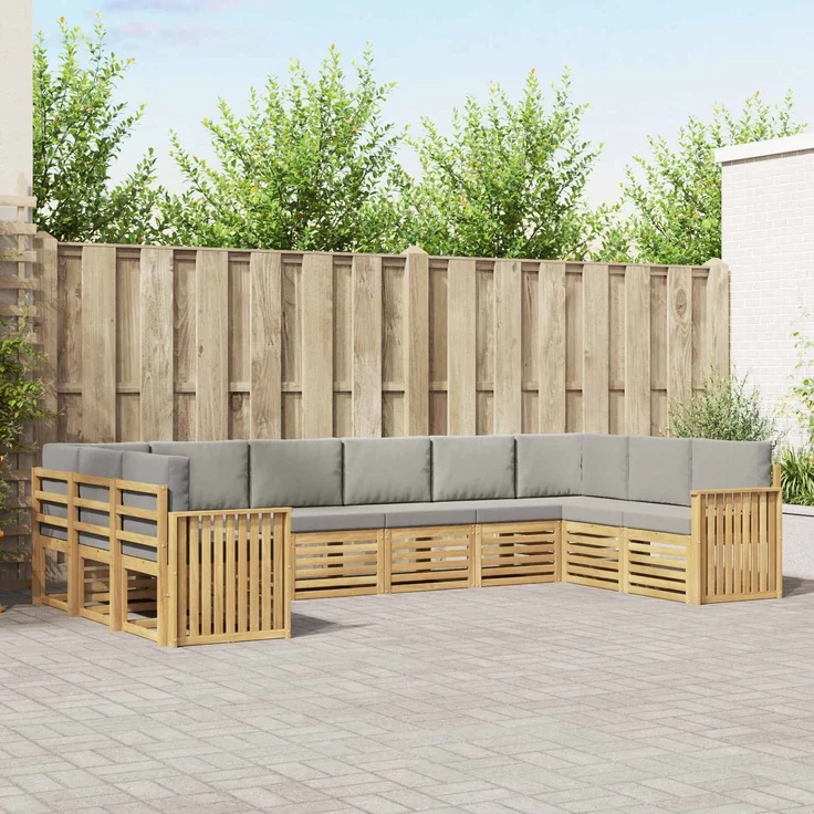 vidaXL Outdoor-Sofagarnitur 10 stk. 10-Sitzer Weiß und Hellgrau 3392581 – Bild 1