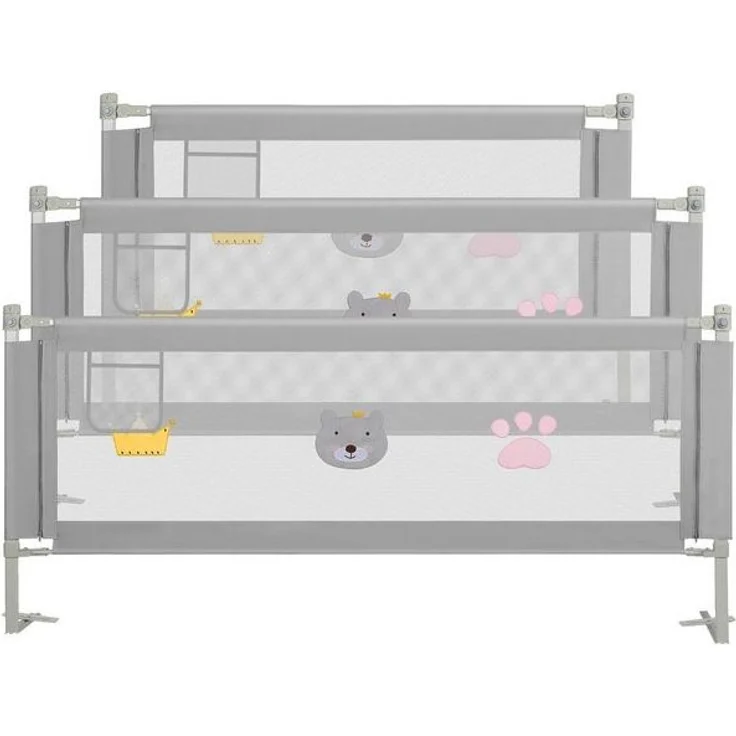 Clanmacy Bettschutzgitter 3X Bettgitter Bettschutzgitter Kinderbettgitter Kinder Baby Bettschutz (150+200+200CM, 3 St), aus Metall – Bild 4